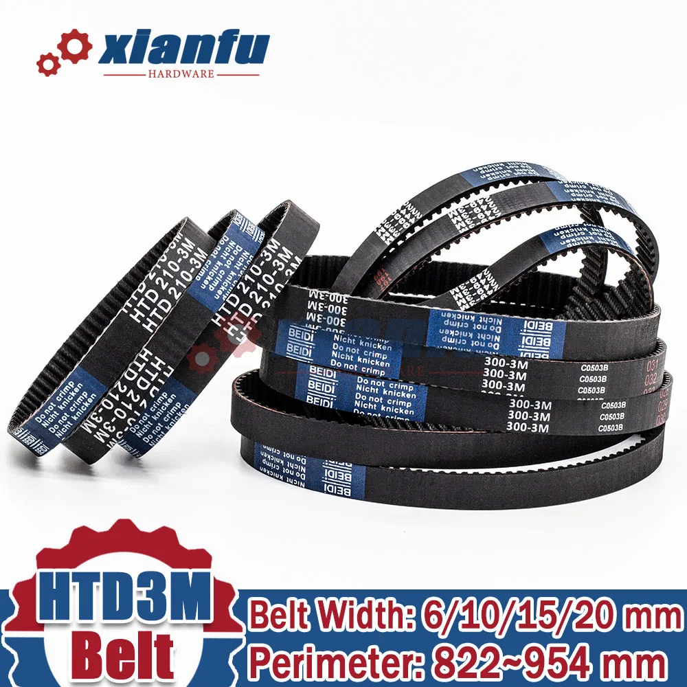 

HTD 3M Timing Belt Width 6/10/15/20mm Lp=822 825 831 837 840 843 852 861 885 900 915 939 945 954mm Closed Loop Rubber Perimeter