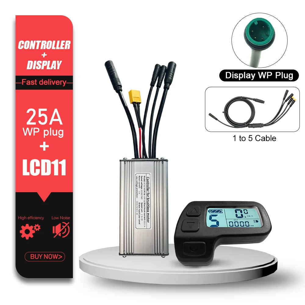 Elektrische Fiets KT Controller 36V 48V 17A-30A Waterdichte Stekker met Licht Functie LCD Display 250W-1000W Motor