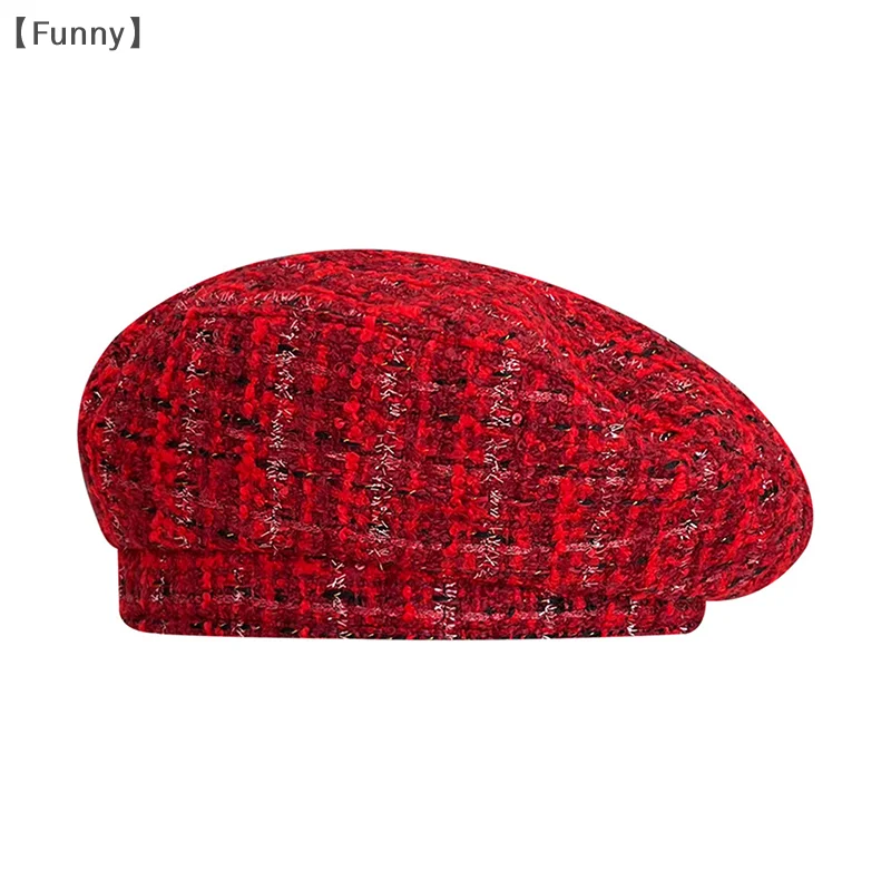 1PC Natale Rosso Berretto Donna Autunno Inverno Britannico Retro Tweed Berretti Cappello francese Amore Cuore Fibbia Berretti neri