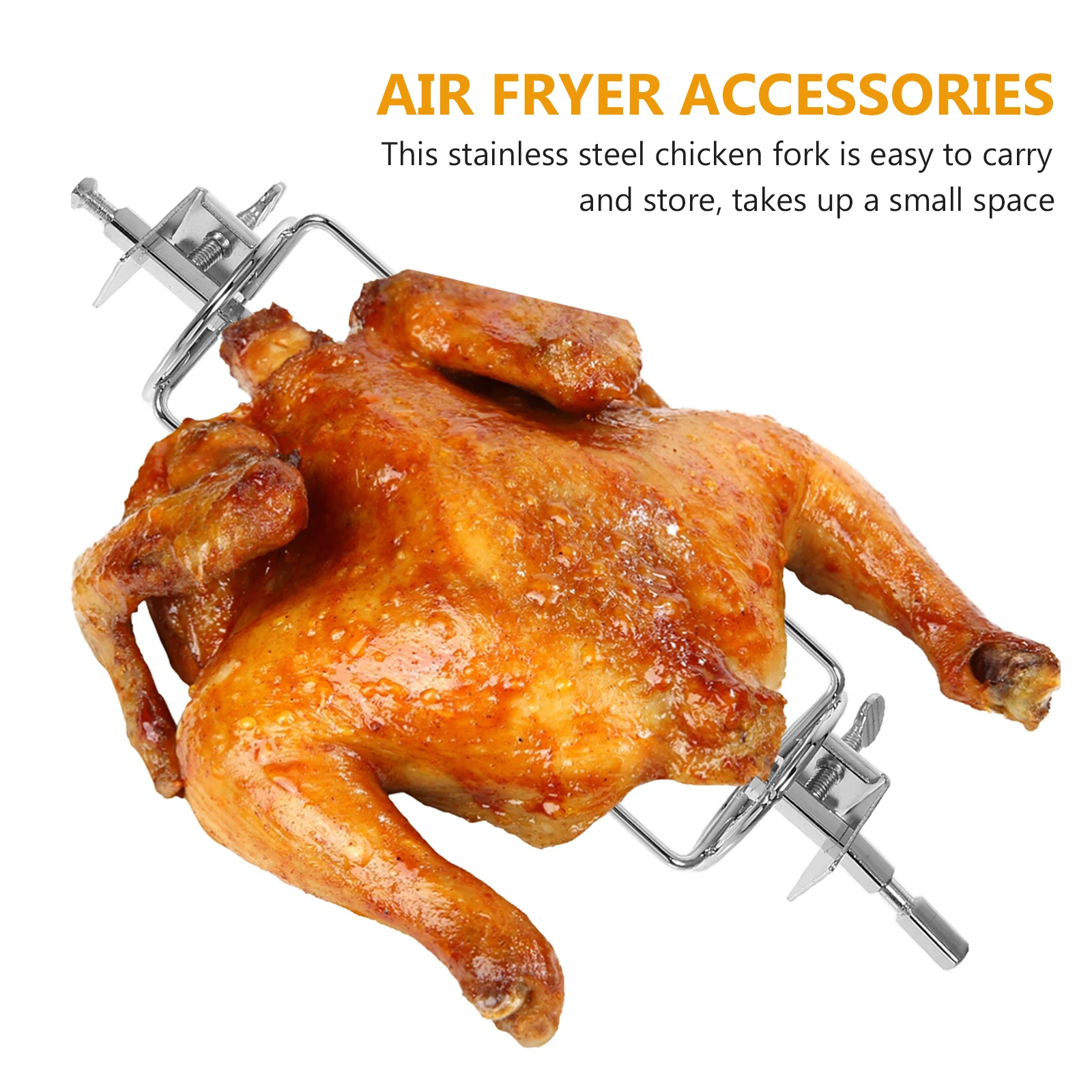 Roast Rack Chicken Stainless Steel Skewer Cook Oven and Air Fryer Rotisserie Accessories BBQ Grilled Chicken Fork Camping Tools