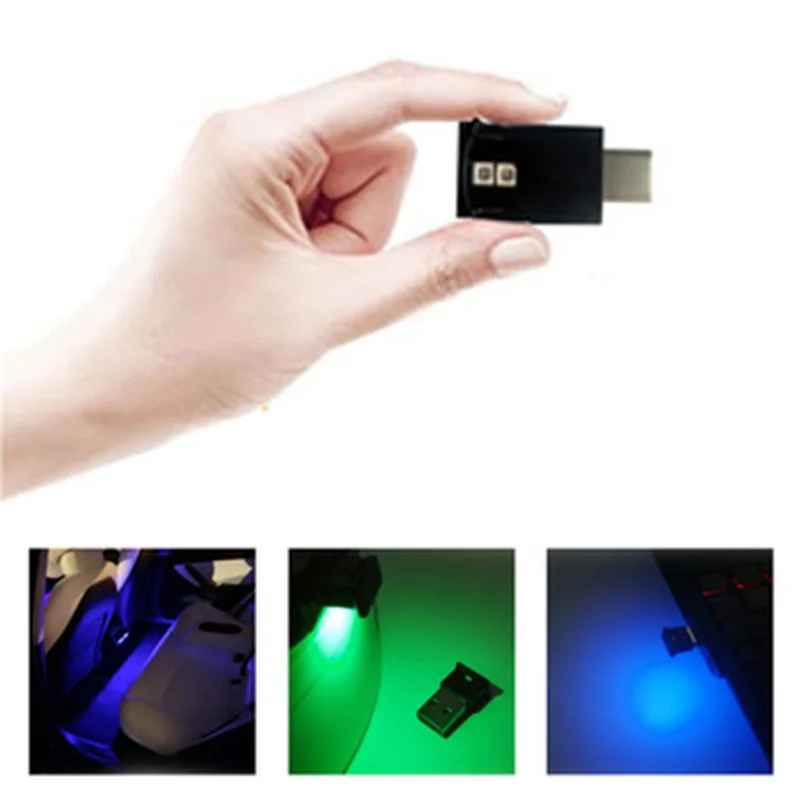 سطوع ضوء USB-C LED RGB صغير قابل للتعديل 8 ألوان قابلة للتغيير للسيارة وأجهزة الكمبيوتر المحمولة ومصباح الليل للوحة المفاتيح -A08Q
