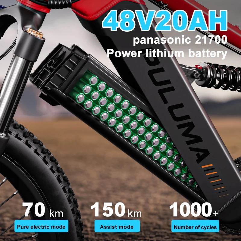 Electric Bicycle 1000W Powerful Motor 48V20AH Lithium Battery E-bike Hydraulic Brake 27.5 Inch Tire Mountain Snow Electric Bike