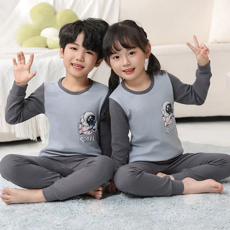 

Kids Pajamas Sets Cotton Boys Sleepwear Suit Autumn Girls Pajamas Astronaut Print Kids Pijamas Tops+Pants 2pcs Children Clothing