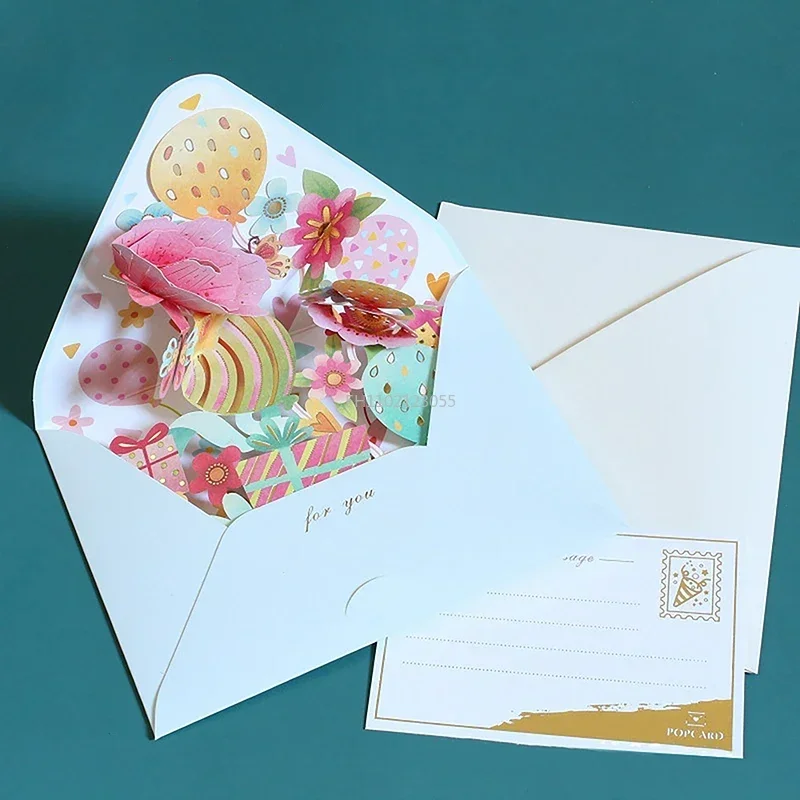 

1Set Romantic Flower Birthday Christmas Card 3D Pop-up Greeting Cards Set Postcard Party Wedding Decorations Creative Girl Gifts