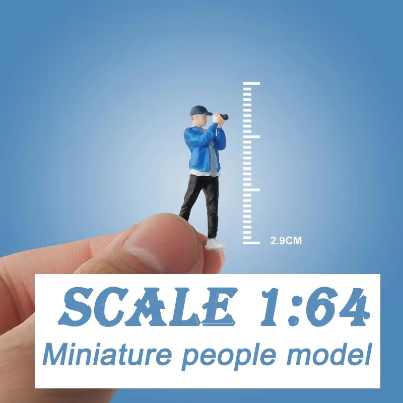 Mini-Maßstab 1:64 Farbe Menschen Fotograf Figur Modellbausatz Gemalte Charaktere Landschaftslayout Diorama-Materialien – Detail 4