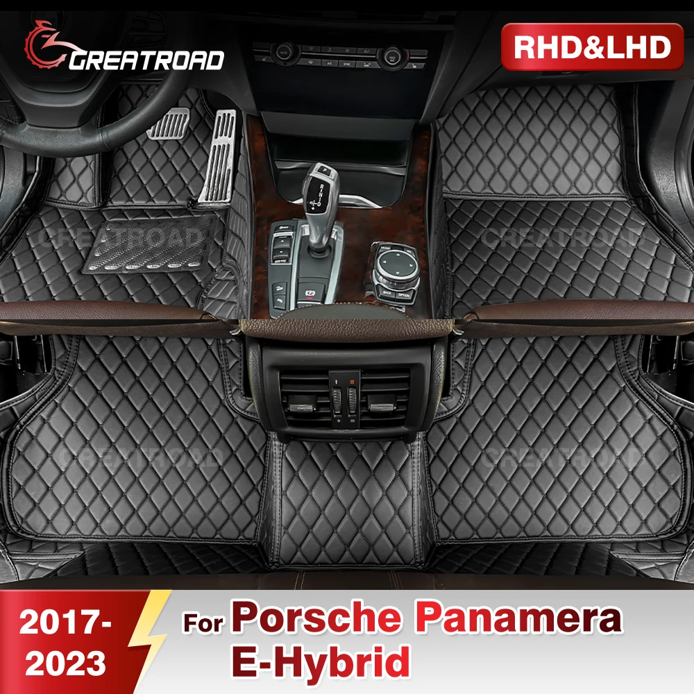 

For Porsche Panamera E-Hybrid 2017-2023 2022 2021 2020 2019 Car Floor Mats Custom Automobile Carpet Interior Accessories