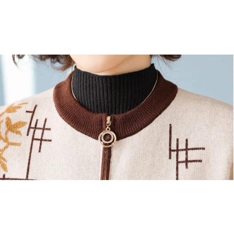 Nowa Wiosenna Jesienna Odzież Elegancka Luźna Dzianinowa Kurtka Swetrowa Damska Krótka Odzież Wierzchnia Luźny Nadruk Długi Rękaw Cienka Kurtka Dzianinowa