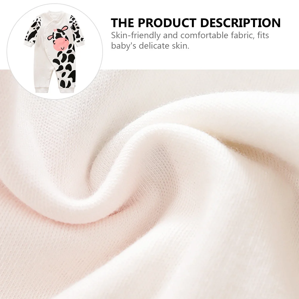 

1Pcs Cute Cow Patterned Baby Jumpsuit for Toddlers Soft Cotton Material Breathable Sweat Absorbent Warm Seasonal Wear