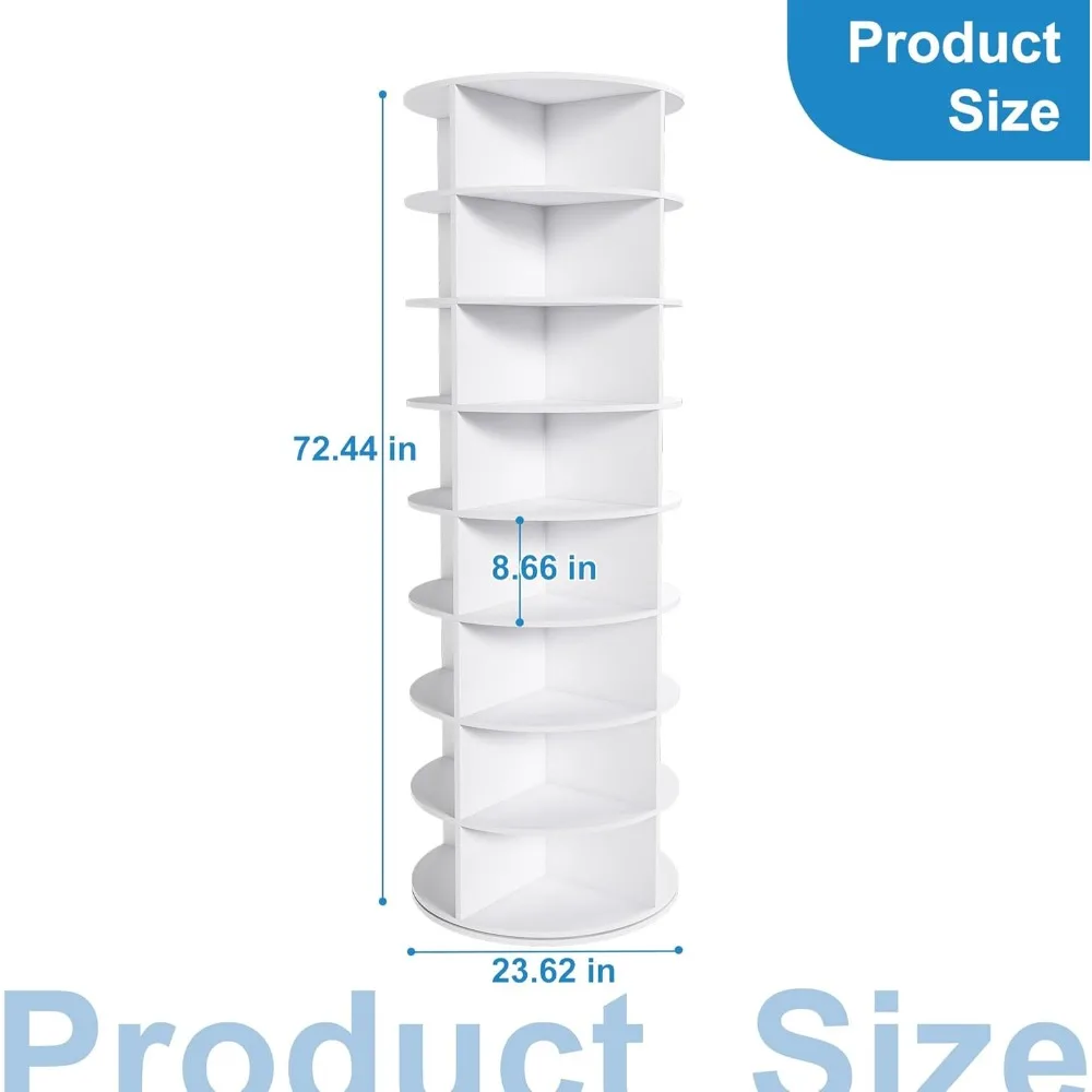8-Tier Rotating Shoe Rack Tower Spinning Shoe Display Lazy Susan Tower,