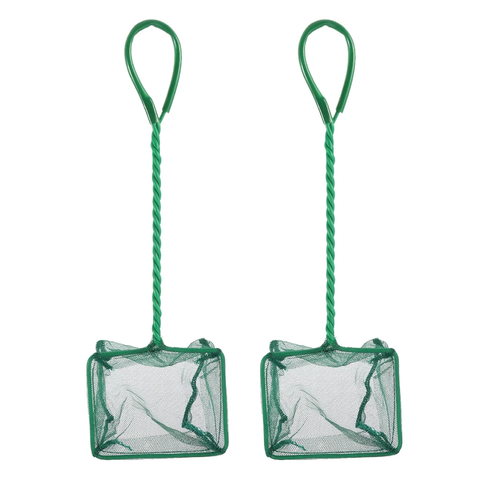 

2pcs Fine Mesh Aquarium Fish Square Design For Effortless Catching Long Handle Plastic Net For Fish Tanks Ponds Betta Shrimp