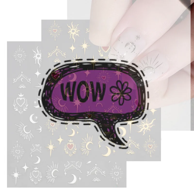 

Cute Red Heart Lips Bow Valentine's Day Nail Decals 3D Bronzing Gold Moon Star Fench Nail Art Stickers Adhesive Valentine Nails