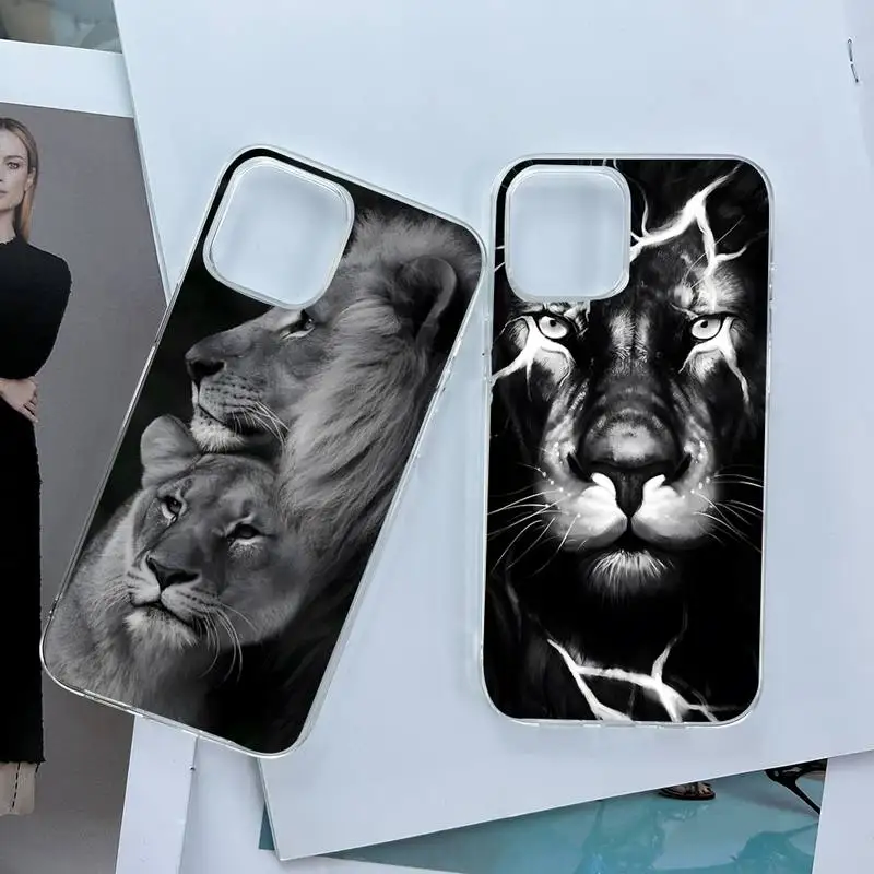 King Of Beasts Lion Phone Case Ultra Thin Clear  For Iphone 6 6 S 7 8 Plus Xr X Xs Max 11 12 13 Mini Pro Max Se 2020 Funda Cover