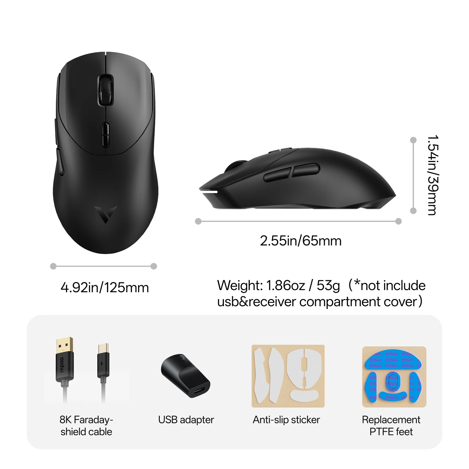 Rapoo VT9 MAX / VT9 Wireless Gaming Mouse True 8K Wireless Polling Rate 53g Lightweight PAW3950/PAW3395 Sensor Up to 750 Hour Battery 10 Programmable Buttons On-Board Memory Esports Laptop Gaming Mice Compatible with Windows Mac - view 8