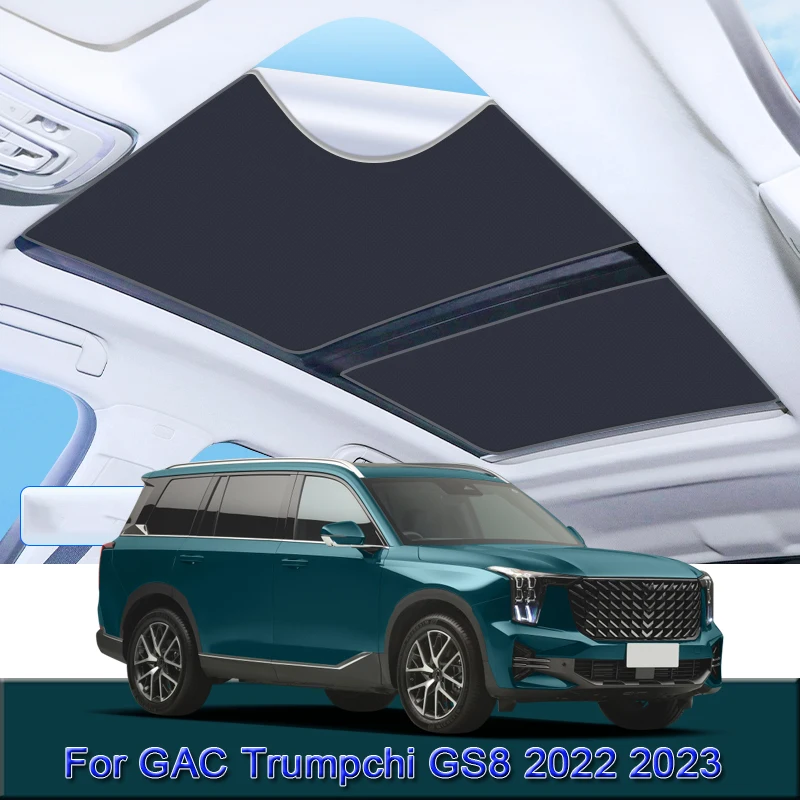 Car Electrostatic Adsorption Sunroof Sunshade Covers For GAC Trumpchi GS8 2022-2024 Heat Insulation Skylight Sticker Accessory