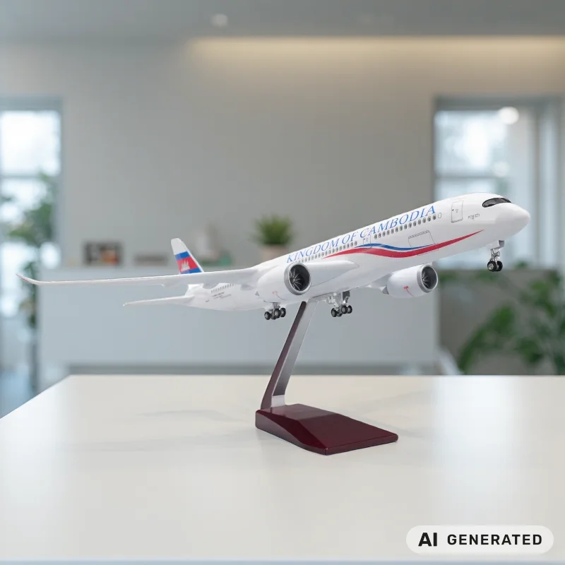 1/142 Scale Airplane A350 Cambodia Airways 47cm Resin Diecast Airplane Models With Stable Stand For Decorative Souvenir Hobby