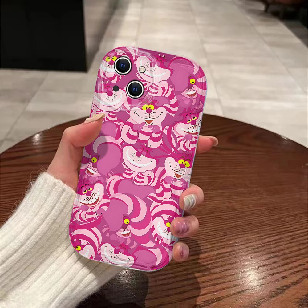 Cute Alice Cheshire Cat 3D Wave Case For Xiaomi Mi 14 12 12T 11 Lite Poco M6 X6 X5 X4 F4 X3 M3 Pro 4G 5G Soft Silicone Cover