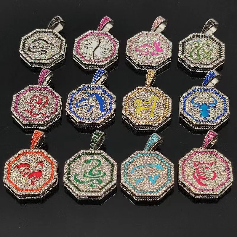 Anime Jackie Chan Adventures Necklace 12 Chinese Zodiac Talismans Pendant Necklace Stainless Steel Jewelry For Men Women Gifts