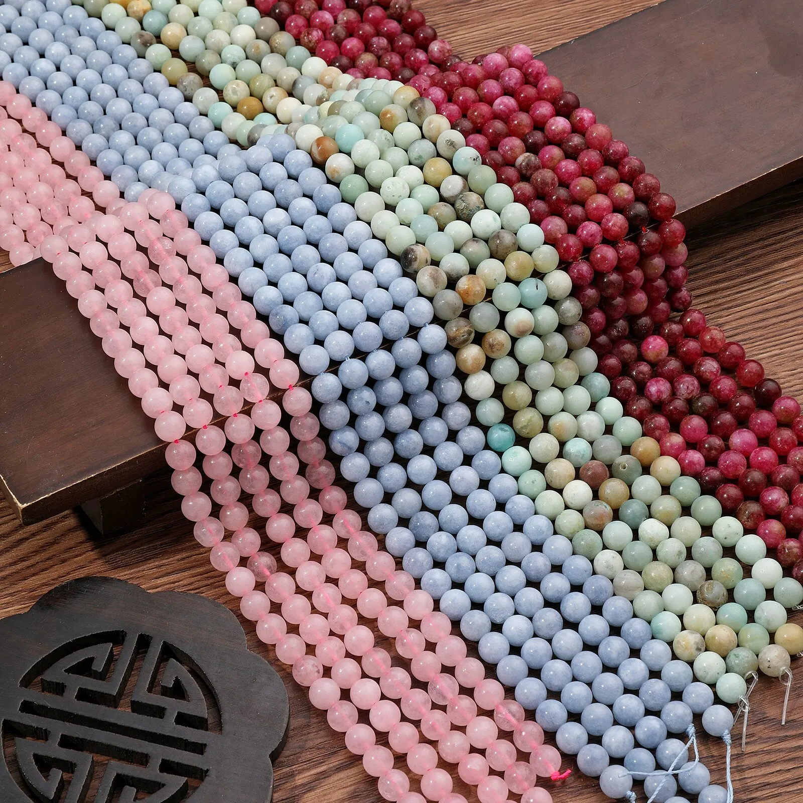 1 Strand 6mm Natural Stone Tourmaline Rose Quartz Aquamarine Amazonite Loose Bead for Jewelry Making DIY Bracelet