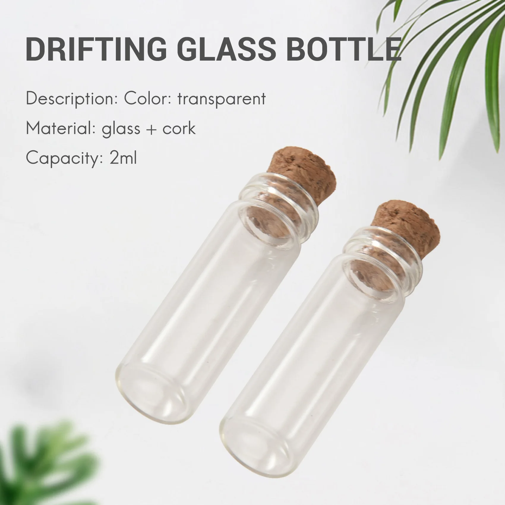 Botellas de vidrio de corcho transparente vacías, botellas pequeñas de 11x32mm, viales de 2Ml, 20 piezas