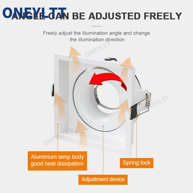 Smalle Zijde Led Spot Licht Behuizing Cover Rond Ingebedde Hoek Verstelbare Gu10 Anti-Flaaring Downlight Frame
