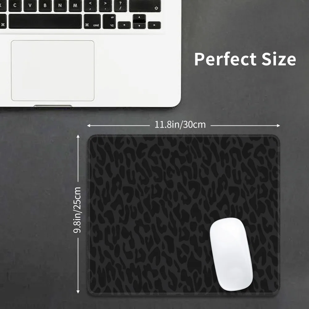 블랙 레오파드 프린트 세련된 데스크 패드 고무 미끄럼 방지 베이스 두꺼운 사무실 마우스 패드 휴대용 소형 PC 키보드 패드