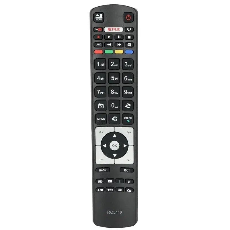 Dla RC5118 Telefunken-Smart-TV-Zamiennik pilota zdalnego sterowania z przyciskami Netflix YouTube, dla Telefunken Smart TV LF43FZ20