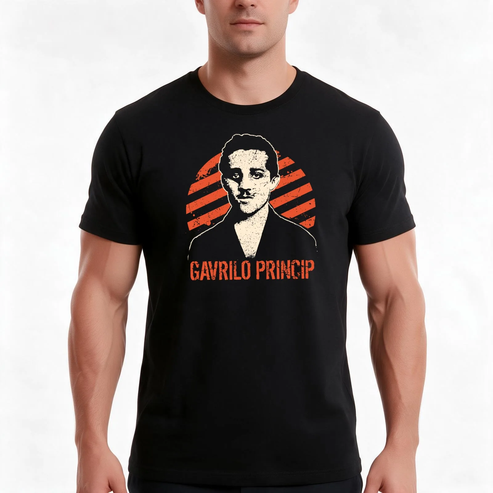Gavrilo Princip T-Shirt, Summer Casual Cotton Tee, Oversized Streetwear Tops, Vintage Graphic Print, Loose Fit Short Sleeve