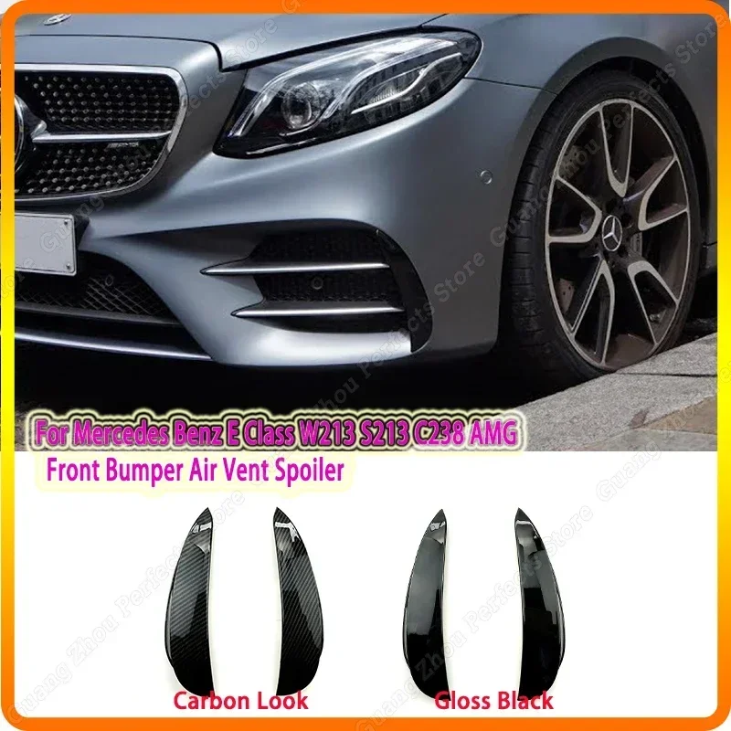 For Mercedes Benz E Class W213 C238 S213 Pre-Facelift AMG 2016-2020 Exterior Body Side Front Bumper Lip Trim Cover Stickers