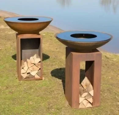 Outdoor Corrosion Resistant corten steel Fireplace Weathering Steel Round Fire Pit BBQ grill