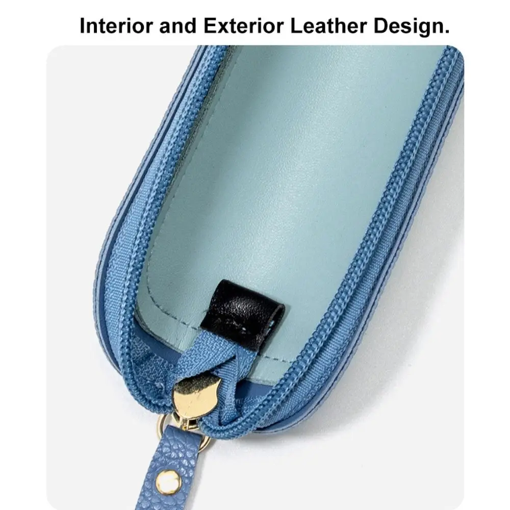 حقيبة أقلام صغيرة أنيقة وبسيطة من الجلد حقيبة تخزين أدوات مكتبية محمولة مدمجة متعددة الوظائف منظم قرطاسية