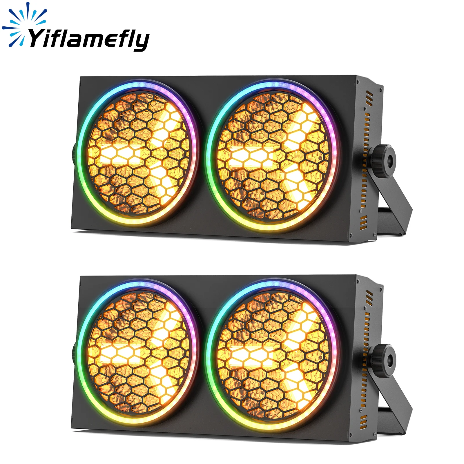 

Yiflamefly 1/2 шт., 200 Вт, двойные глазные ретро-светильники со световой полосой, срок службы 60000 часов, DMX, сценические светильники для вечеринок, бара, театра, мероприятий