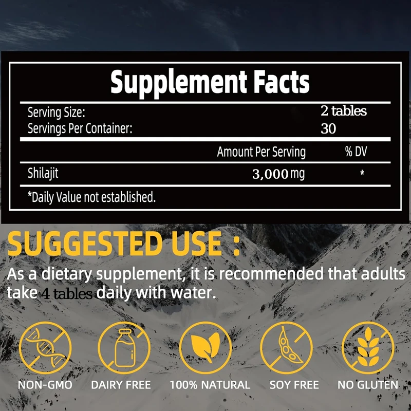 Supplément d'amélioration masculin avec comprimés Shilajit, Support pour la qualité du sperme, constructeur musculaire naturel, pilules d'agrandissement, endurance pour homme