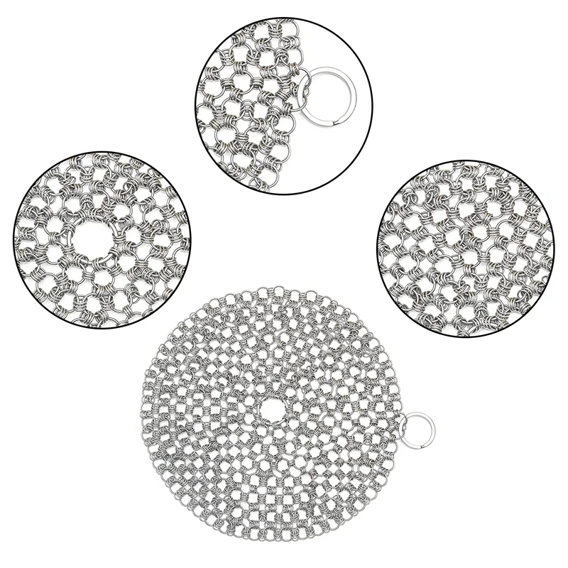 Nettoyeur en fonte et acier inoxydable, épurateur de mailles, livres faciles pour poêles, fours hollandais, grillades et plaques de cuisson