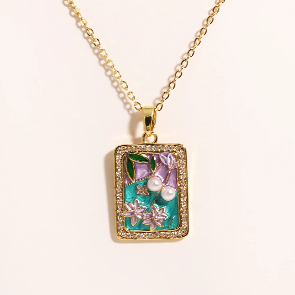 316L roestvrij staal kleurrijke druppel olie bloem hart onregelmatige ketting voor vrouwen meisjes vintage Franse delicate sieraden geschenken