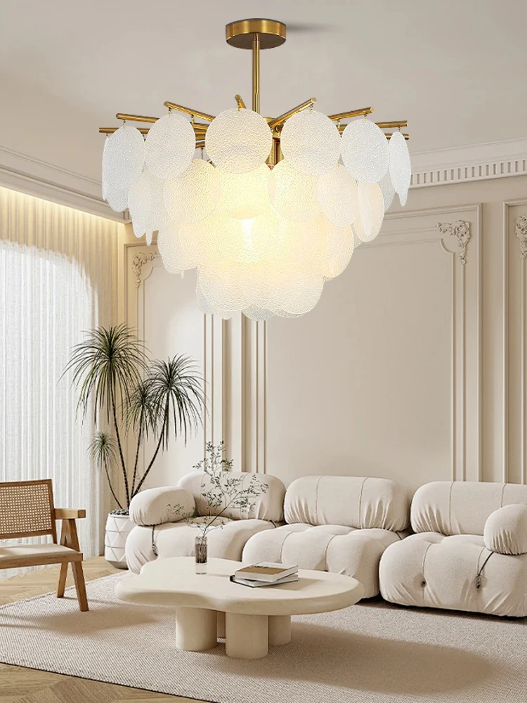 Home Decor White Glass Cloud Chandeliers Led 3000K Classic Gold Chandelier Lights Lampen Luxury Lighting for Bedroom Hall