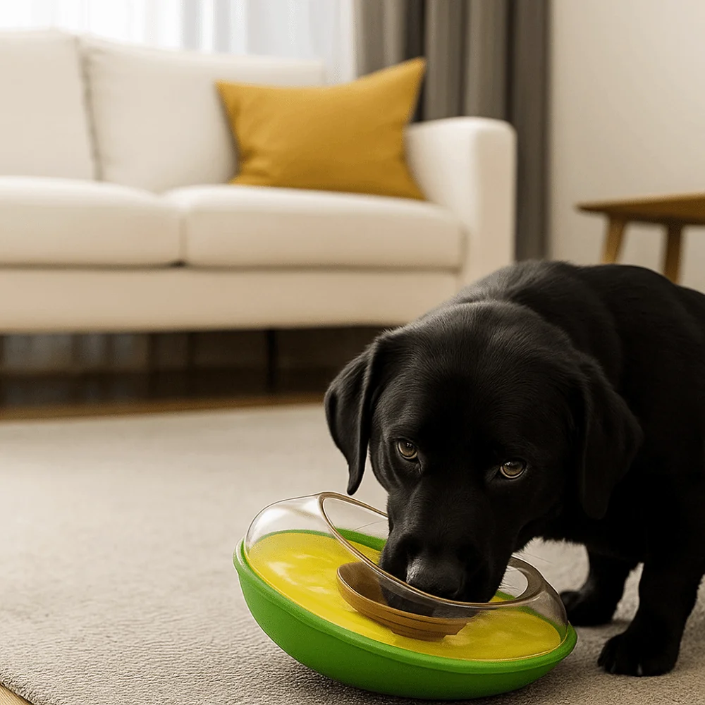 

Wear-resistant Avocado Dog Slow Feeder Spill Proof Adjustable Opening Pet Food Dispenser Heavy Duty Dog Interactive Feeder