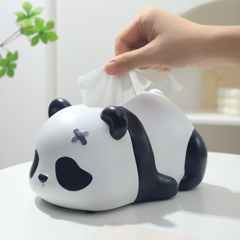 Creative Mischievous Panda Tissue Box Living Room Decoration Micro Model Paper Drawer Storage Tool