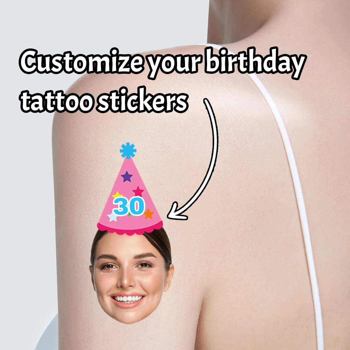 Individuelle Foto-/Alters-/Geburtstags-Temporäre Tattoos, Personalisierte Bild-Temporäre Tattoos, Maßgeschneiderte Porträt-Temporäre Tattoos