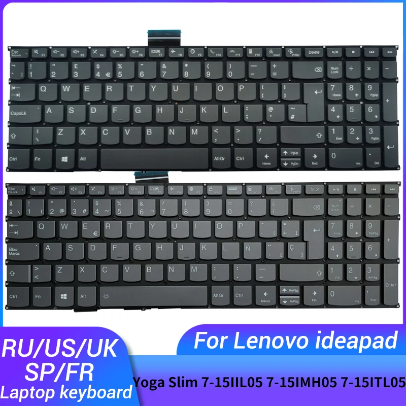 

NEW Russian RU/US/UK/French AZERTY/Spanish/Latin laptop keyboard for Lenovo Ideapad Yoga Slim 7-15IIL05 7-15IMH05 7-15ITL05