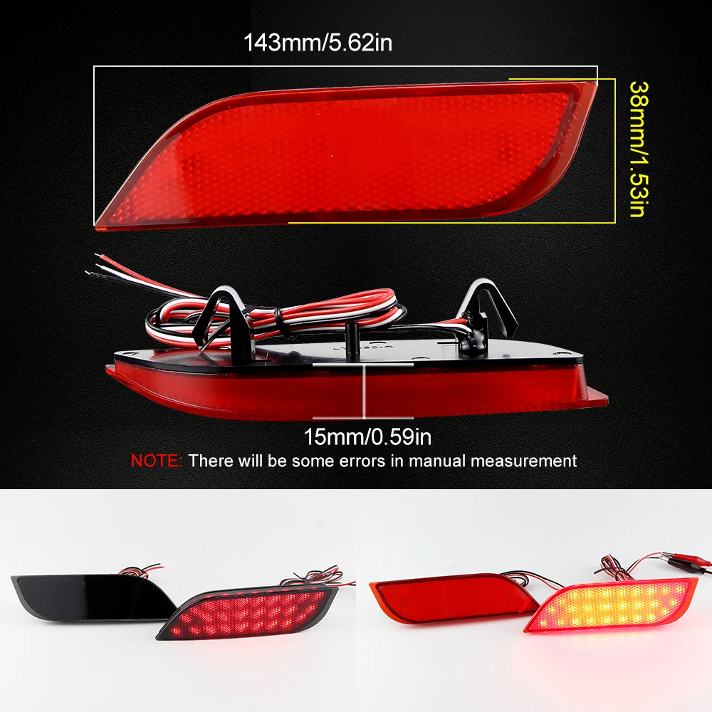 2X for subaru Legacy 2009 2010 2011 2012 2013 2014 Ascent 2019-up Levorg 2014-up LED Rear Bumper Reflector Stop Brake Tail Light