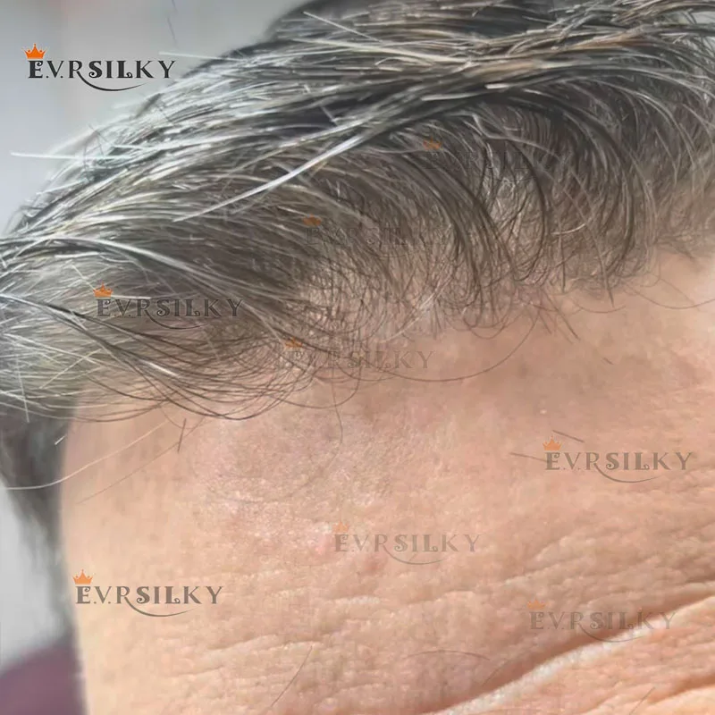 

Серый # 1B80 # 60R 100% человеческие волосы, плотность 80%, естественная линия волос, 0,02 мм, полная тонкая кожа, коричневый мужской парик, система капиллярного протеза