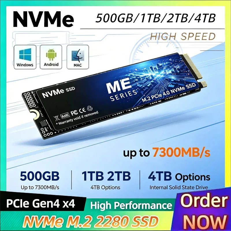 SSD ME M.2 NVMe PCIe4.0 2TB 1TB 500GB, Unidade de Armazenamento de Estado Sólido Rápida para Jogos, Atualização para Laptop, Desktop, PS4, PS5