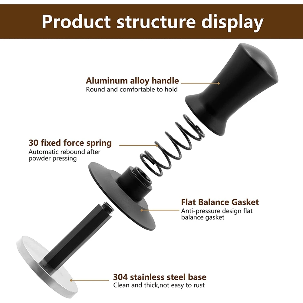 

ABUF-Coffee Tamper, Espresso Tamper, Premium Barista Tamper With Calibrated Spring, Stainless Steel Base Tamper