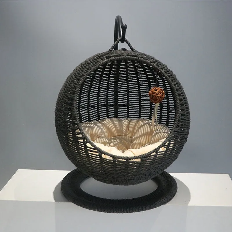 Rattan cat nest hanging basket semi-closed in summer, universal in all seasons, removable and washable pet supplies, cat bed
