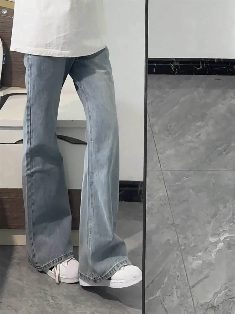 

Мужские джинсы Cleanfit светло-голубые, летние, тонкие, свободные, прямые, с легким расклешением, с низкой посадкой, длинные брюки