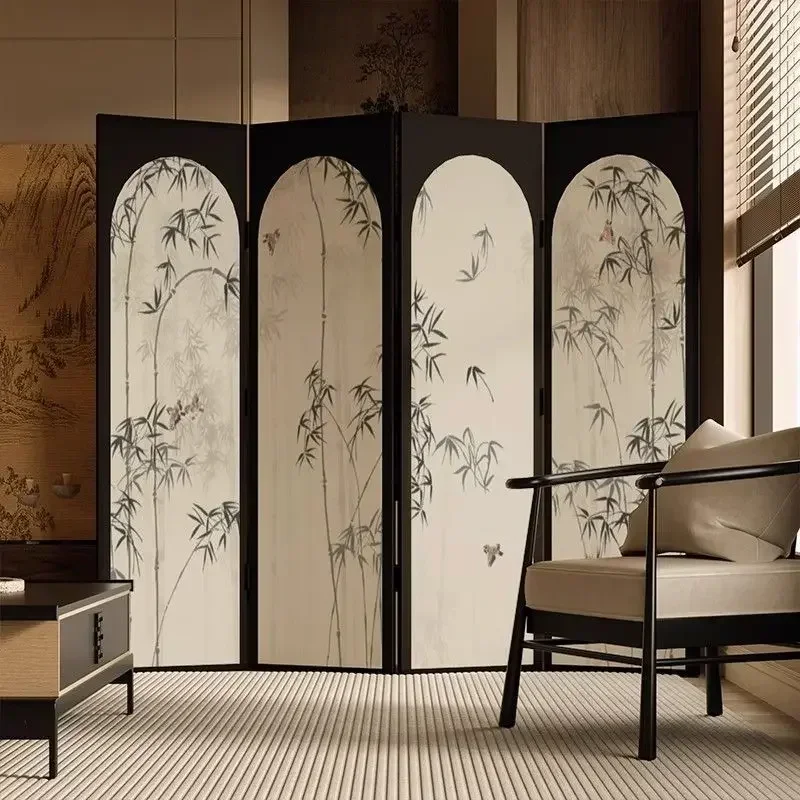 Chinese Style Screen Partition, Living Room Entrance Partition Wall, Tea Room, Homestay, Hotel Foldable Partition, Solid Wood