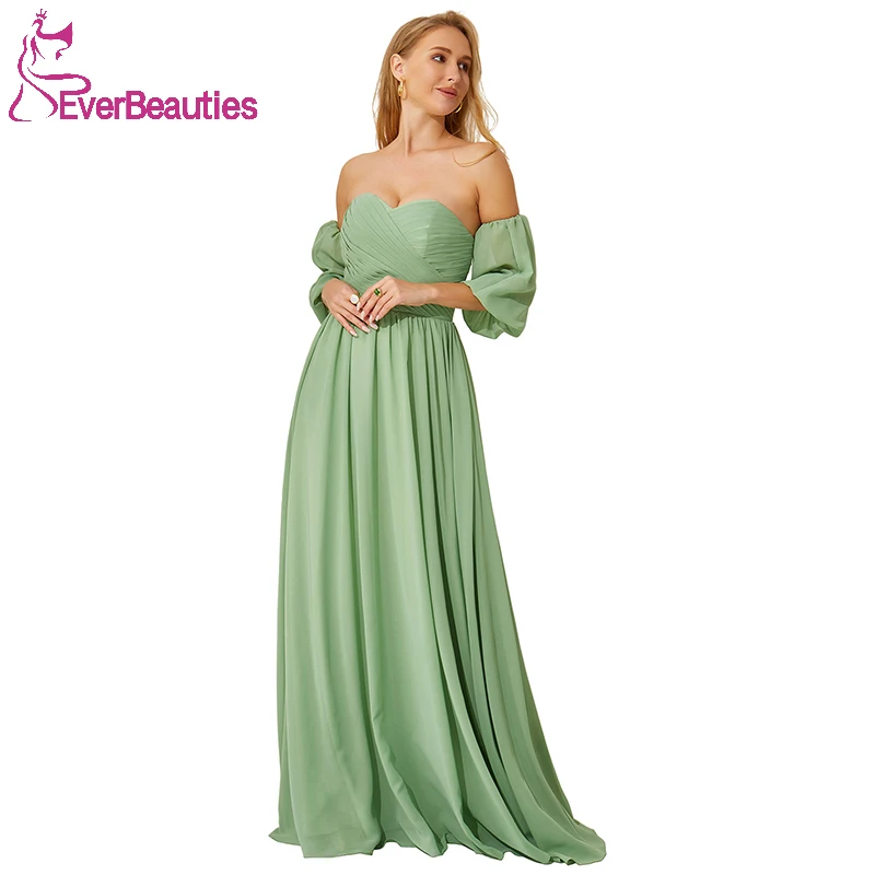 

Robe De Soiree De Mariage Modest Long Bridesmaid Dresses for Women Chiffon Sweetheart Wedding Formal Gowns and Maxi Dresses