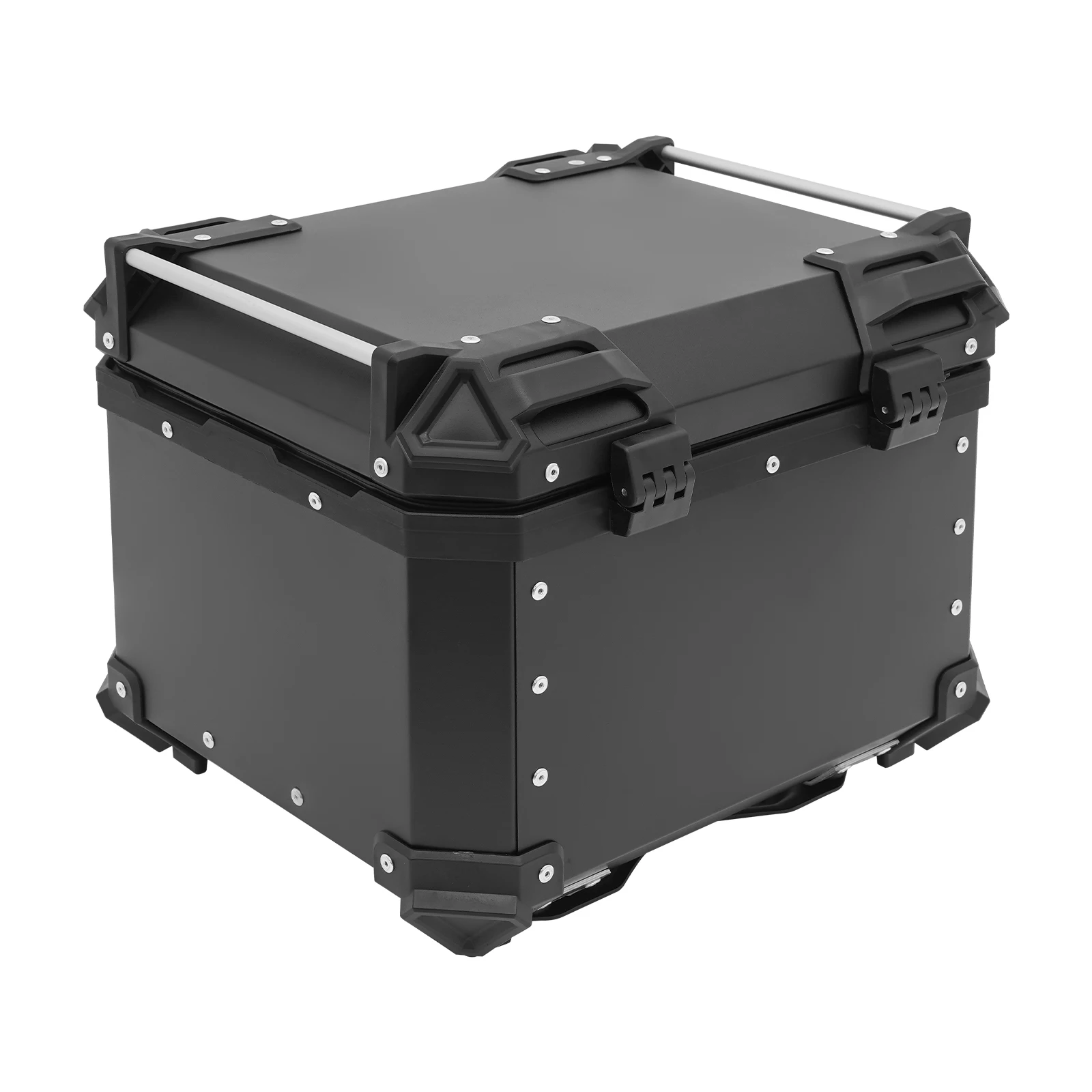 45L/55L/65L دراجة نارية مربع خلفي أسود معدن دراجة نارية جذع مربع خلفي دراجة نارية العلوي صندوق أمتعة قابل للقفل مع 2 مفتاح #2