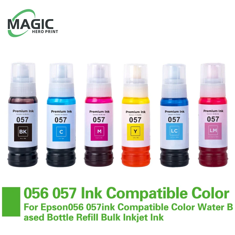 New Compatible For Epson056 057ink Compatible Color Water Based Bottle Refill Bulk Inkjet Ink 057 for Epson L8050/L18050 Printer