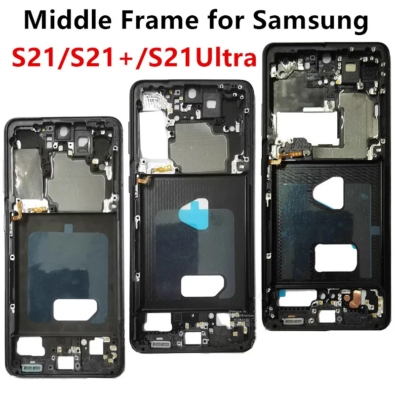 

S 21 For Samsung Galaxy S21 Ultra Plus Middle Frame Housing Board LCD Faceplate Bezel Replace Repair Spare Parts + Side Buttons